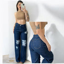 Calça Jeans Feminina Marmorizada 100% Algodão Wide Leg Bellizzi 