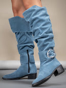 Bota Montaria Feminina Camurça Cano Longo Casual Bellizzi 