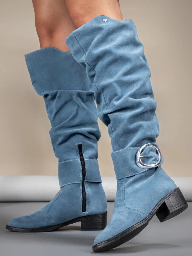 Bota Montaria Feminina Camurça Cano Longo Casual Bellizzi 