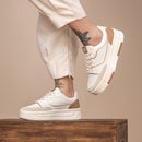 Tênis Feminino Off White Sintético com Solado Flatform Casual Bellizzi 