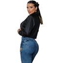 Jaqueta Feminina Preta de Couro Sintético com Zíper e Forro Interno Bellizzi 