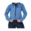 Jaqueta Feminina de Algodão Jeans Cropped Barra Desfiada Bellizzi 