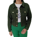 Jaqueta Feminina de Algodão Jeans Cropped Barra Desfiada Bellizzi 