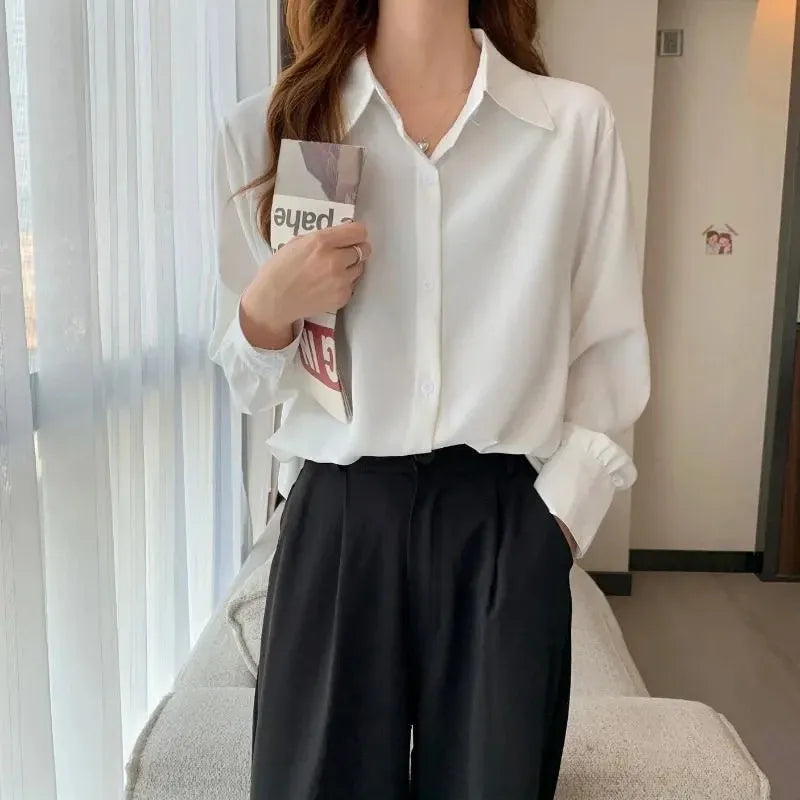 Camisa Feminina em Viscose Manga Longa Casual Elegante Bellizzi 