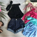 Blusa Regata Feminina Branca em Crepe Gola Alta com Laço Bellizzi 