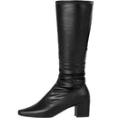 Bota Feminina Preta Cano Longo Napa Stretch com Bico Quadrado Bellizzi 