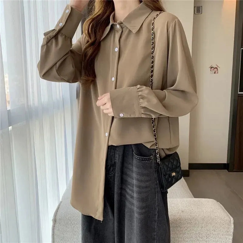 Camisa Feminina em Viscose Manga Longa Casual Elegante Bellizzi 