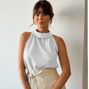 Blusa Regata Feminina Únique Premium Gola Assimétrica Casual Bellizzi 